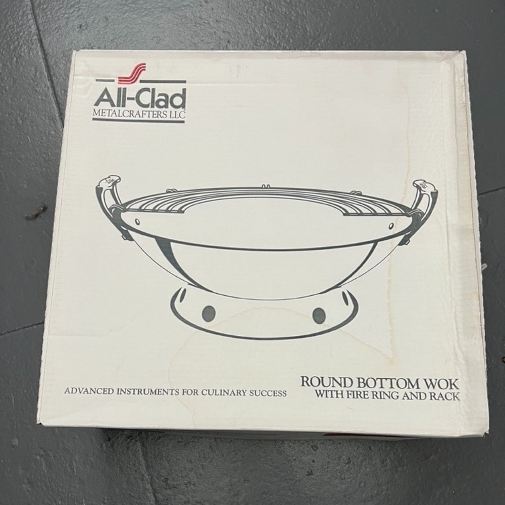 All-Clad Round Bottom Stainless Wok with Fire Ring and Rack - NEW IN BOX